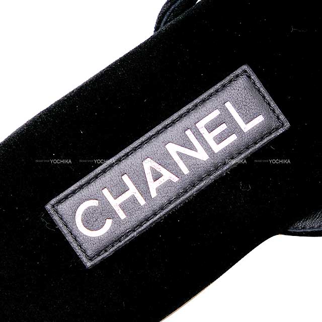 CHANEL Beach sandal COCO Mark Tongue #37 Noir (Black) Velor Silver HW G45716[BRAND NEW][Authentic]