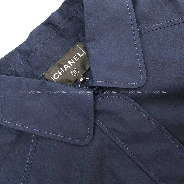 [Pre-loved] CHANEL Military coat Apparel Ladies Spring Coat Sleeve Flare Ruffle Navy Cotton Black HW P58417 V44235[LIKE NEW][Authentic]