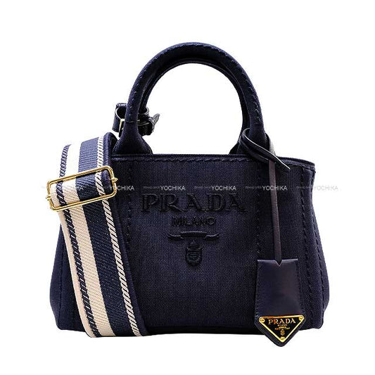 [Pre-loved] PRADA Handbag Canapa Mini 2way Shoulder Japan Only Baltico Cotton Gold HW 1BA038_2CYA_F0216_V_3OM[LIKE NEW][Authentic]