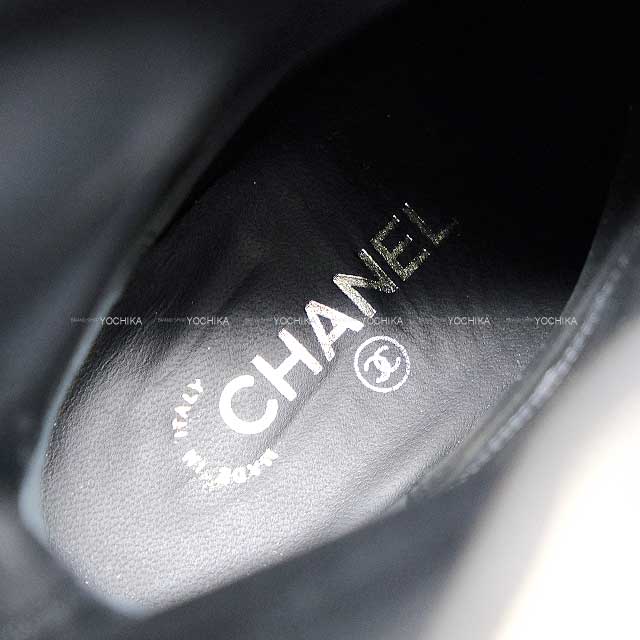 CHANEL boots Long Camellia Coco mark Noir (Black) Calfskin 37 1/2 C Mat Gold HW G32098[EXCELLENT][Authentic]