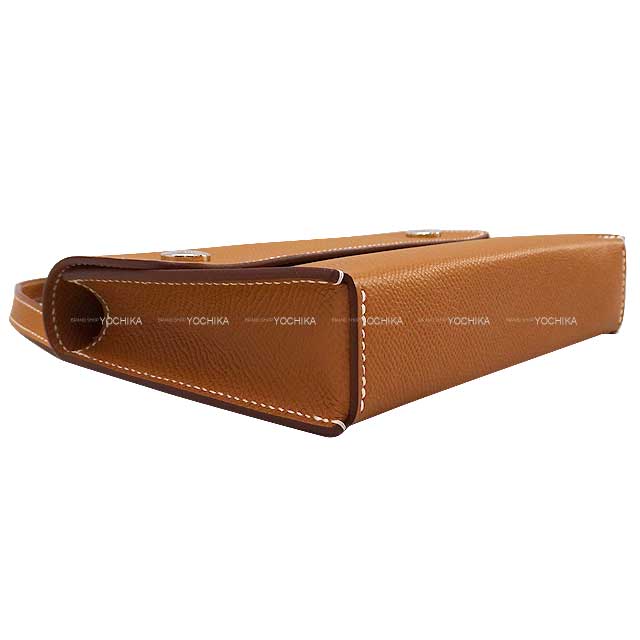 HERMES long wallet Hermesnap To Go Gold Veau Epsom Silver HW Stamp K[EXCELLENT][Authentic]