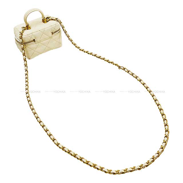 [Pre-loved] CHANEL Shoulder bag Matelasse COCO Mark Chain Mini Vanity Ivory Graind Calf(Caviarskin) Mat Gold HW AP2194[USED A][Authentic]