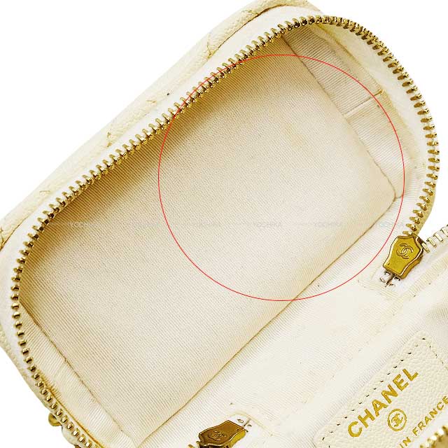 [Pre-loved] CHANEL Shoulder bag Matelasse COCO Mark Chain Mini Vanity Ivory Graind Calf(Caviarskin) Mat Gold HW AP2194[USED A][Authentic]