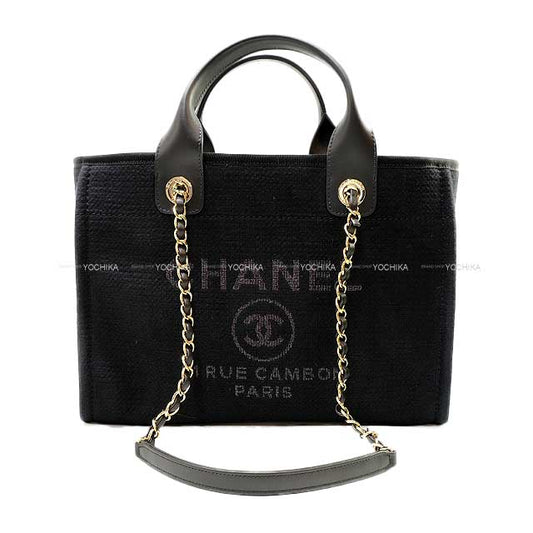 2024 SS Pre Collection CHANEL tote bag Deauville Small Shopping Bag Noir (Black) Mixed Fiber/Calfskin Champagne Gold HW AS3257[BRAND NEW][Authentic]