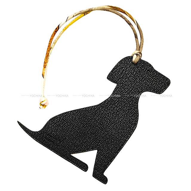 HERMES bag charm Petit H Dog Taupe/Noir (Black) Taurillon Clemence/Chevre Myzore[BRAND NEW][Authentic]