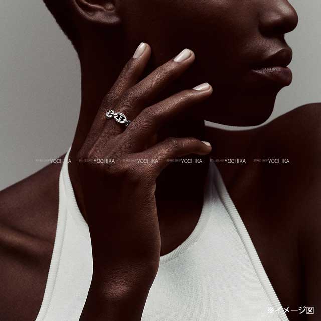 HERMES ring Enchainee PM Chaine d'Ancre #55 Silver925 (SV925 Ag925) #55[EXCELLENT][Authentic]