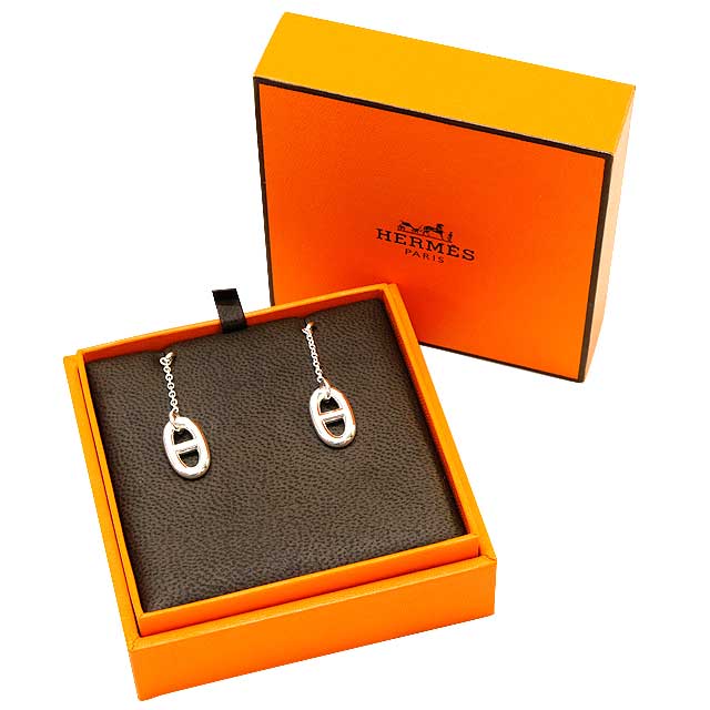 HERMES pierced earring Chaine D'ancre Farandole MM Silver925 Silver HW[EXCELLENT][Authentic]