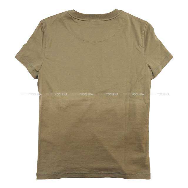 HERMES Short sleeve t shirt Ladies Half sleeve Embroidery Pocket Etoupe Cotton100% 34[BRAND NEW][Authentic]