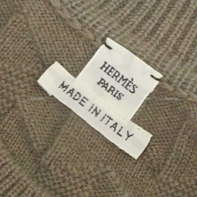 2024SS NEW HERMES Knit Ladies Long-sleeve knit H motif Small fit Softer wear Gray/Etoupe Virgin Wool100% 36[BRAND NEW][Authentic]