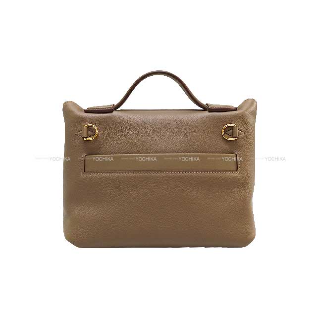 HERMES Shoulder bag Sac 24/24 21 Mini Etoupe Veau Tadelakt/Evercalf Gold HW Stamp B[EXCELLENT][Authentic]