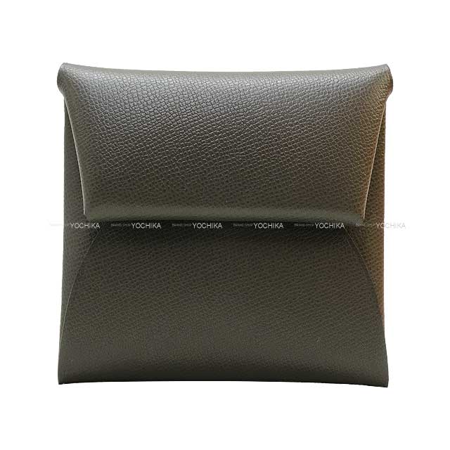 HERMES change purse Bastia Graphite Veau madame Silver HW Stamp W[BRAND NEW][Authentic]