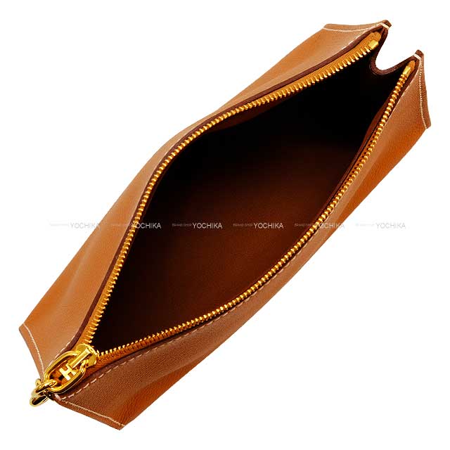 HERMES Pouch Zipengo Chaine D'ancre PM Gold Veau Tadelakt Gold HW Stamp B[EXCELLENT][Authentic]