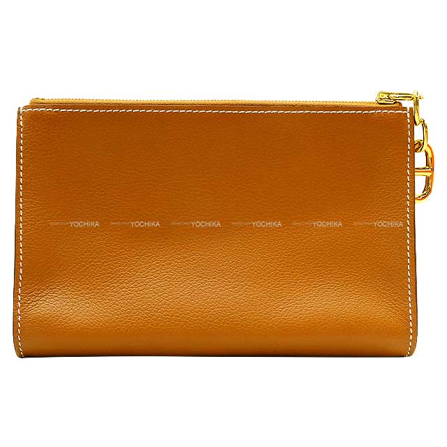 HERMES Pouch Zipengo Chaine D'ancre PM Gold Veau Tadelakt Gold HW Stamp B[EXCELLENT][Authentic]