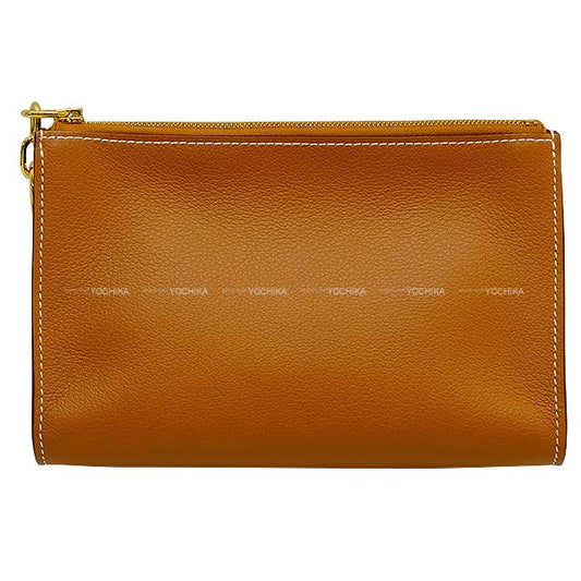 HERMES Pouch Zipengo Chaine D'ancre PM Gold Veau Tadelakt Gold HW Stamp B[EXCELLENT][Authentic]