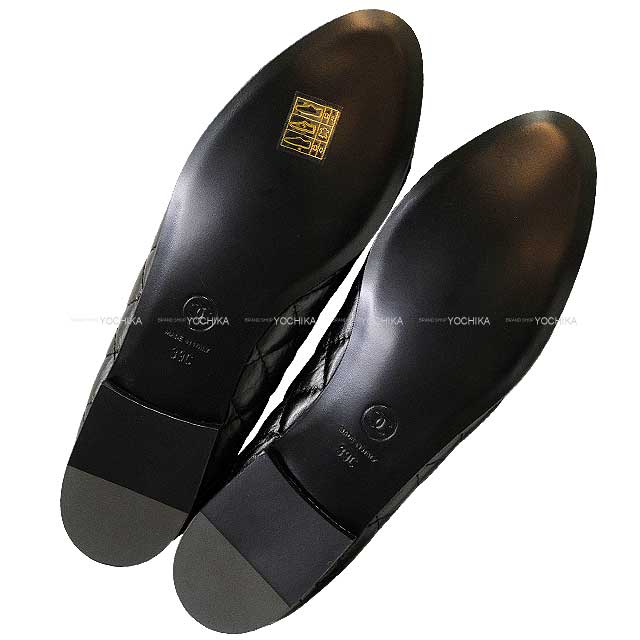 CHANEL ballet shoes(flat shoes) Matelasse Quilting Coco mark Flat #39 Noir (Black) Aged calfskin #39[EXCELLENT][Authentic]