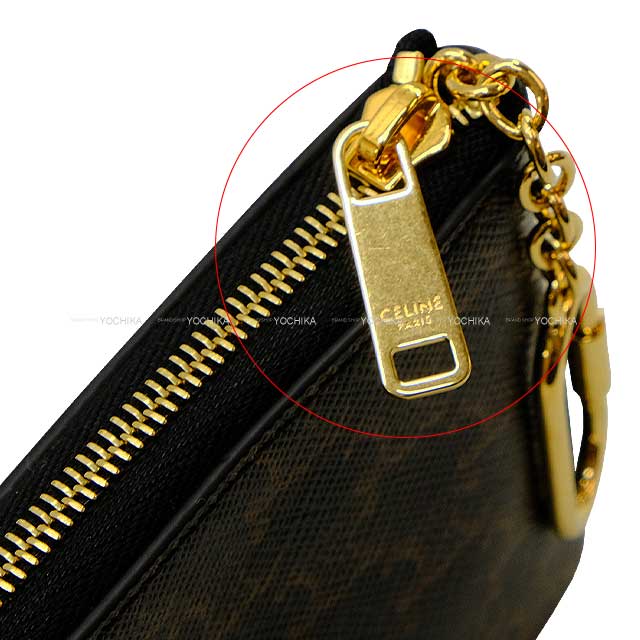 CELINE change purse With Hook Coin & Card Pouch Noir (Black) Triomphe Canvas Gold HW 10C662BTA.38NO[EXCELLENT][Authentic]