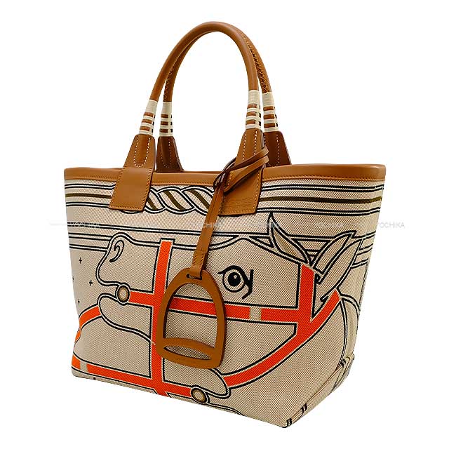 Pre-loved] HERMES Handbag Steeple 25 Quadrige Gris/Beige(14)/Ecru