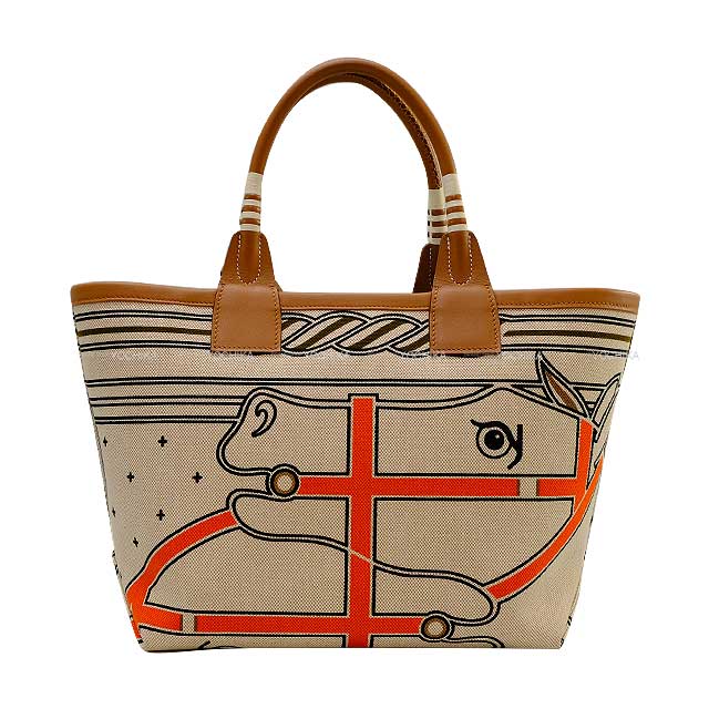 Pre-loved] HERMES Handbag Steeple 25 Quadrige Gris/Beige(14)/Ecru