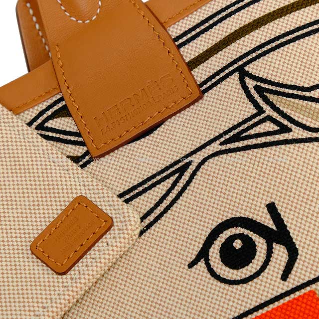 Pre-loved] HERMES Handbag Steeple 25 Quadrige Gris/Beige(14