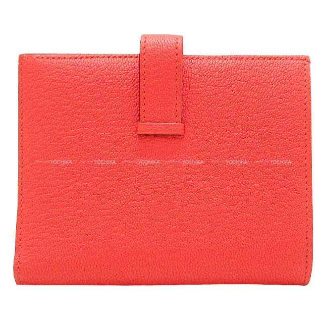 HERMES Bi-fold wallet Bearn Compact Rose Texese Chevre Myzore Silver HW Stamp U[EXCELLENT][Authentic]