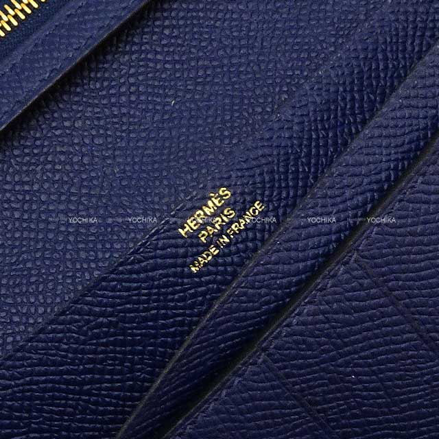 HERMES long wallet Bearn Soufflet Bleu navy(7U) Veau Epsom Gold HW Stamp W[BRAND NEW][Authentic]