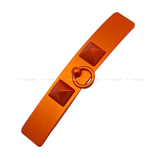 HERMES barretter Hair Clip Valletta Caprice Medor Orange Aluminum Silver HW[EXCELLENT][Authentic]