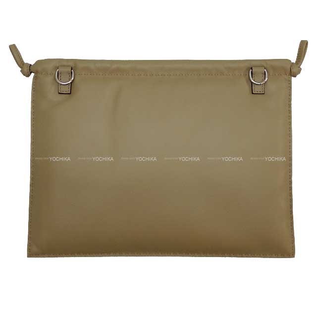 HERMES Pouch Drawstring Purse Pilo Crude Cell Beige Marfa/Nata Agneau Milo Silver HW Stamp W[BRAND NEW][Authentic]