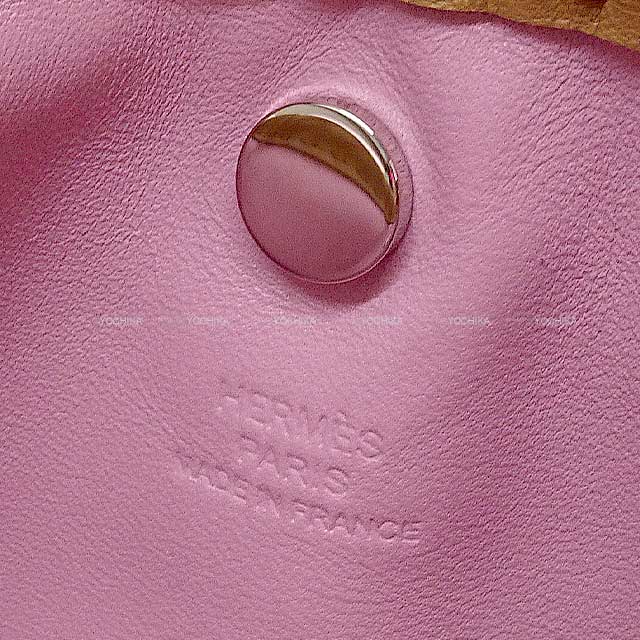 [Pre-loved] HERMES Pouch Drawstring Purse Pilo Verso Crude Cell Chai/Mauve sylvestre/Rouge Sellier Agneau Milo Silver HW Stamp U[LIKE NEW][Authentic]