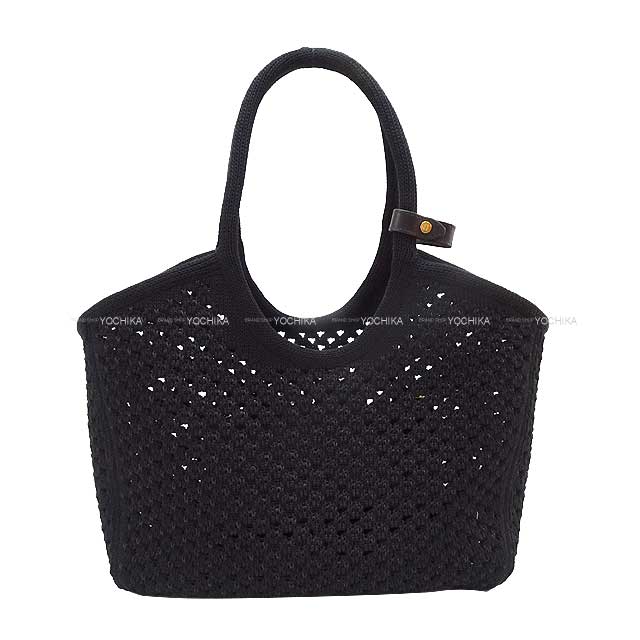 MIUMIU tote bag IVY Logo Mesh Cotton Noir (Black)/Blanc (White) Cotton100% Gold HW 5BG281[EXCELLENT][Authentic]