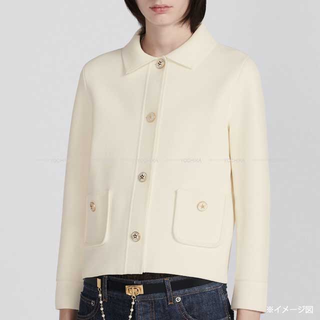 Dior Tailored jacket Star Logo Button Cropped Ivory Technical Mesh 38 244V53AM512[EXCELLENT][Authentic]