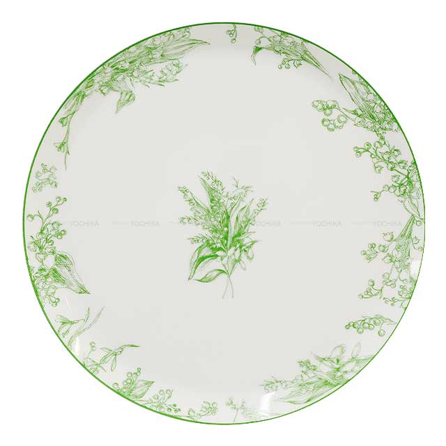 Dior Plate Lily of The Valley Deep Round Platter 32cm Blanc (White)/Green Porcelain[BRAND NEW][Authentic]