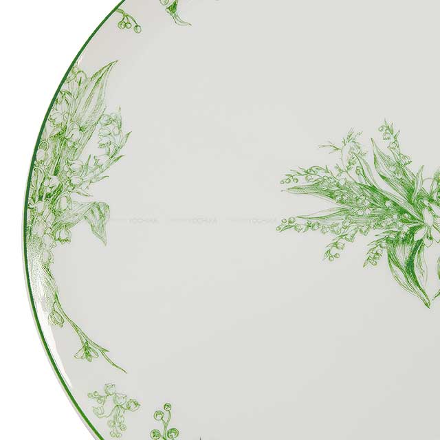 Dior Plate Lily of The Valley Deep Round Platter 32cm Blanc (White)/Green Porcelain[BRAND NEW][Authentic]