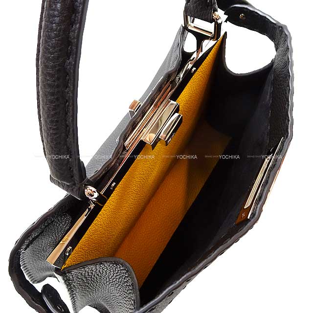 FENDI Shoulder bag PeekaBoo Medium Selleria Noir (Black)/Beige Roman Leather Silver HW 8BN321[EXCELLENT][Authentic]