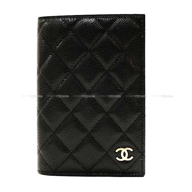 CHANEL passport case Matelasse Coco mark Noir (Black)/Bordeaux Graind Calf(Caviarskin) Champagne Gold HW AP3821[BRAND NEW][Authentic]