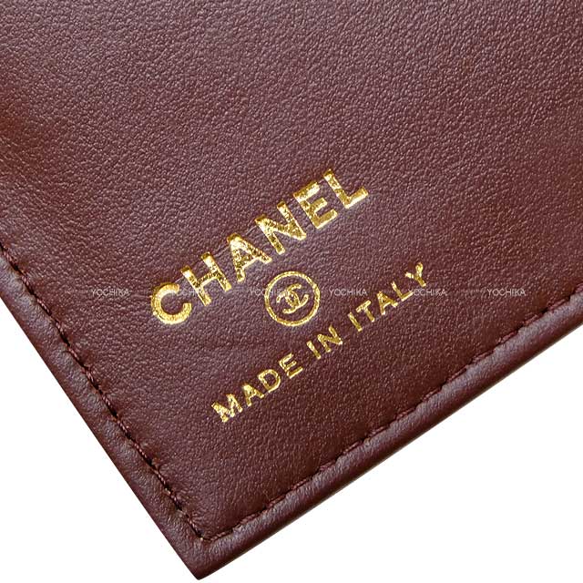 CHANEL passport case Matelasse Coco mark Noir (Black)/Bordeaux Graind Calf(Caviarskin) Champagne Gold HW AP3821[BRAND NEW][Authentic]