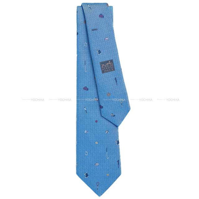 HERMES tie SPORTY CHIC Ciel/Multicolor Silk100%[BRAND NEW][Authentic]