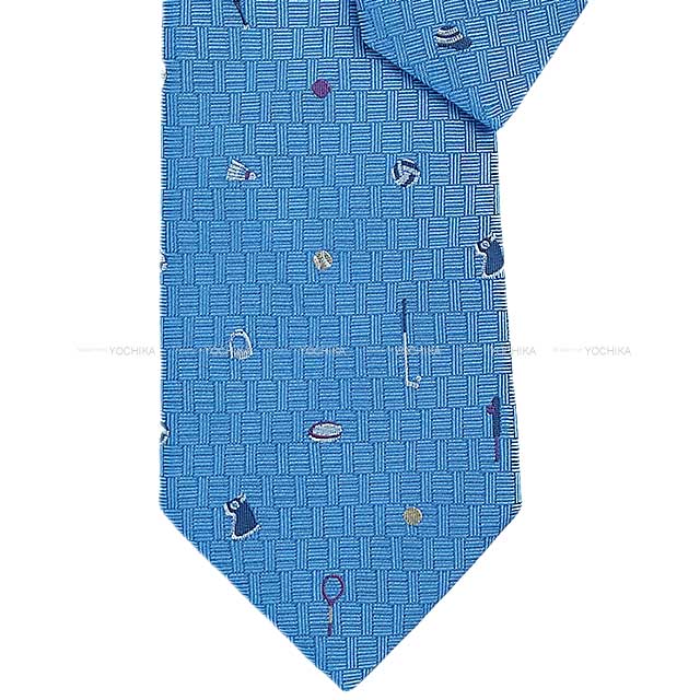 HERMES tie SPORTY CHIC Ciel/Multicolor Silk100%[BRAND NEW][Authentic]