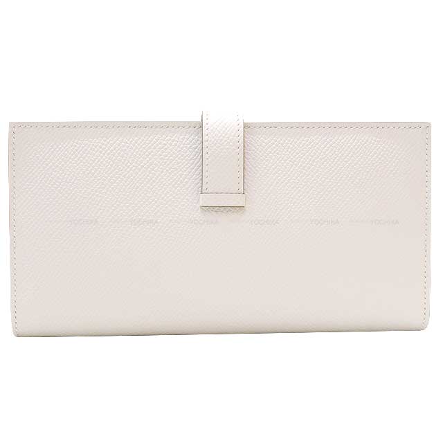 HERMES long wallet Bearn Soufflet New Gris Perle Veau Epsom Silver HW Stamp B[BRAND NEW][Authentic]