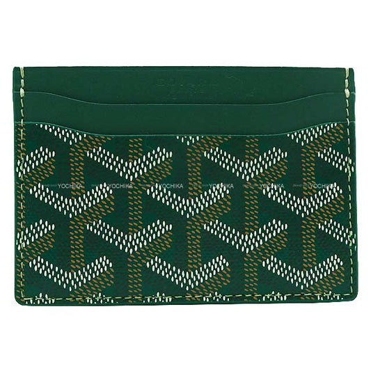 GOYARD card holder SAINT SULPICE Herringbone Pattern Green PVC coated canvas / Carf[BRAND NEW][Authentic]