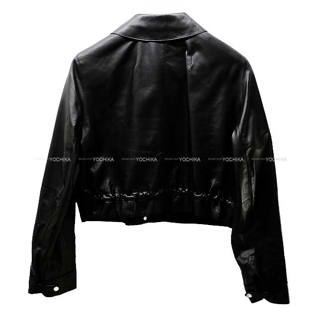 [Pre-loved] 2022 AW HERMES Rider jacket Ladies Leather Sellier Clou de Selle Biker Short Noir (Black) Calfskin Silver HW[LIKE NEW][Authentic]