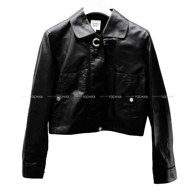 [Pre-loved] 2022 AW HERMES Rider jacket Ladies Leather Sellier Clou de Selle Biker Short Noir (Black) Calfskin Silver HW[LIKE NEW][Authentic]
