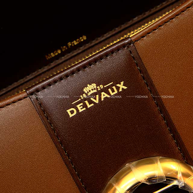 Delvaux Shoulder bag Brillon PM East West tobacco dre Boxcalf Gold HW[EXCELLENT][Authentic]