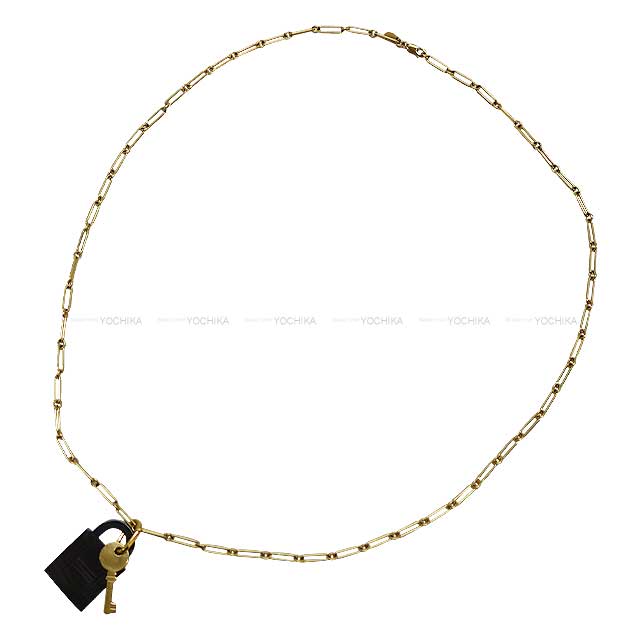 [Pre-loved] HERMES necklace Cadena Amulette Padlock GM Naturel Buffalo Horn Gold HW[LIKE NEW][Authentic]