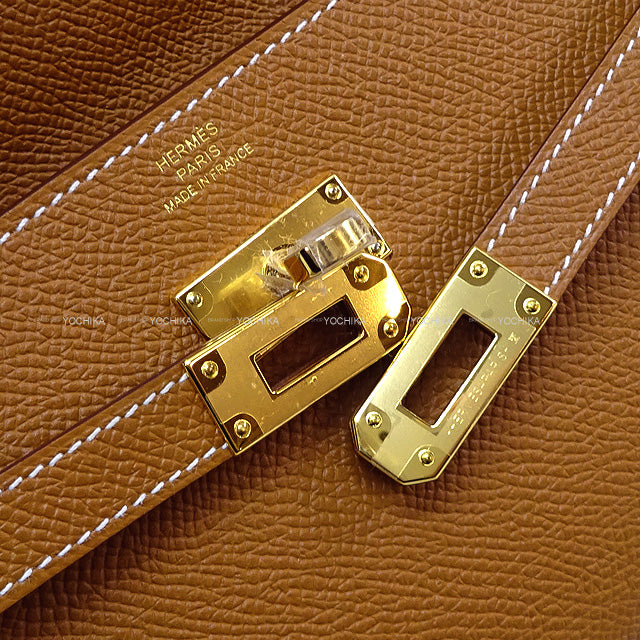 HERMES long wallet Kelly Wallet Long To Go Gold Veau Epsom Gold HW Stamp Y[EXCELLENT][Authentic]