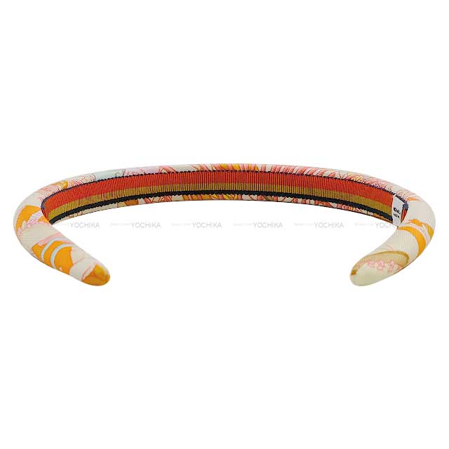 HERMES hair accessories headband Elsa La Legende du Cheval Orange Cotton100%[EXCELLENT][Authentic]