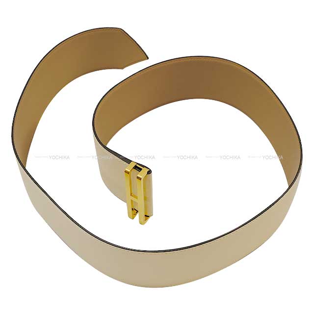 HERMES belt Elan 66 #M Nata/Chai Veau Swift Gold HW Stamp U[EXCELLENT][Authentic]