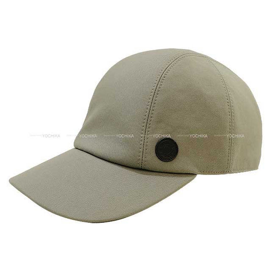 [Pre-loved] HERMES cap Cap Mile CS Leather Patch #57 Grey Cotton100% Silver HW[LIKE NEW][Authentic]