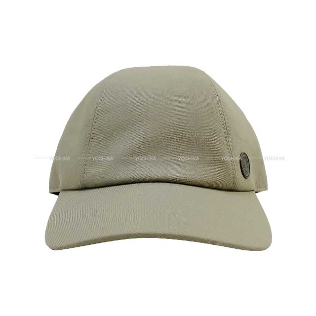 [Pre-loved] HERMES cap Cap Mile CS Leather Patch #57 Grey Cotton100% Silver HW[LIKE NEW][Authentic]