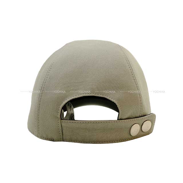 [Pre-loved] HERMES cap Cap Mile CS Leather Patch #57 Grey Cotton100% Silver HW[LIKE NEW][Authentic]