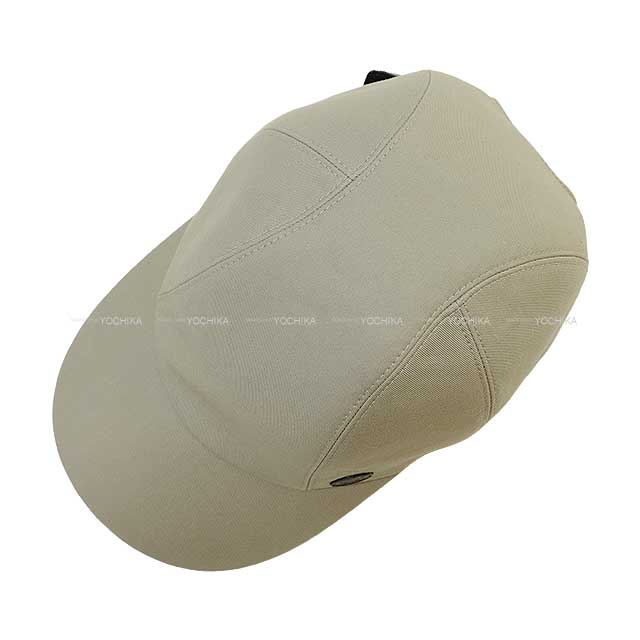 [Pre-loved] HERMES cap Cap Mile CS Leather Patch #57 Grey Cotton100% Silver HW[LIKE NEW][Authentic]